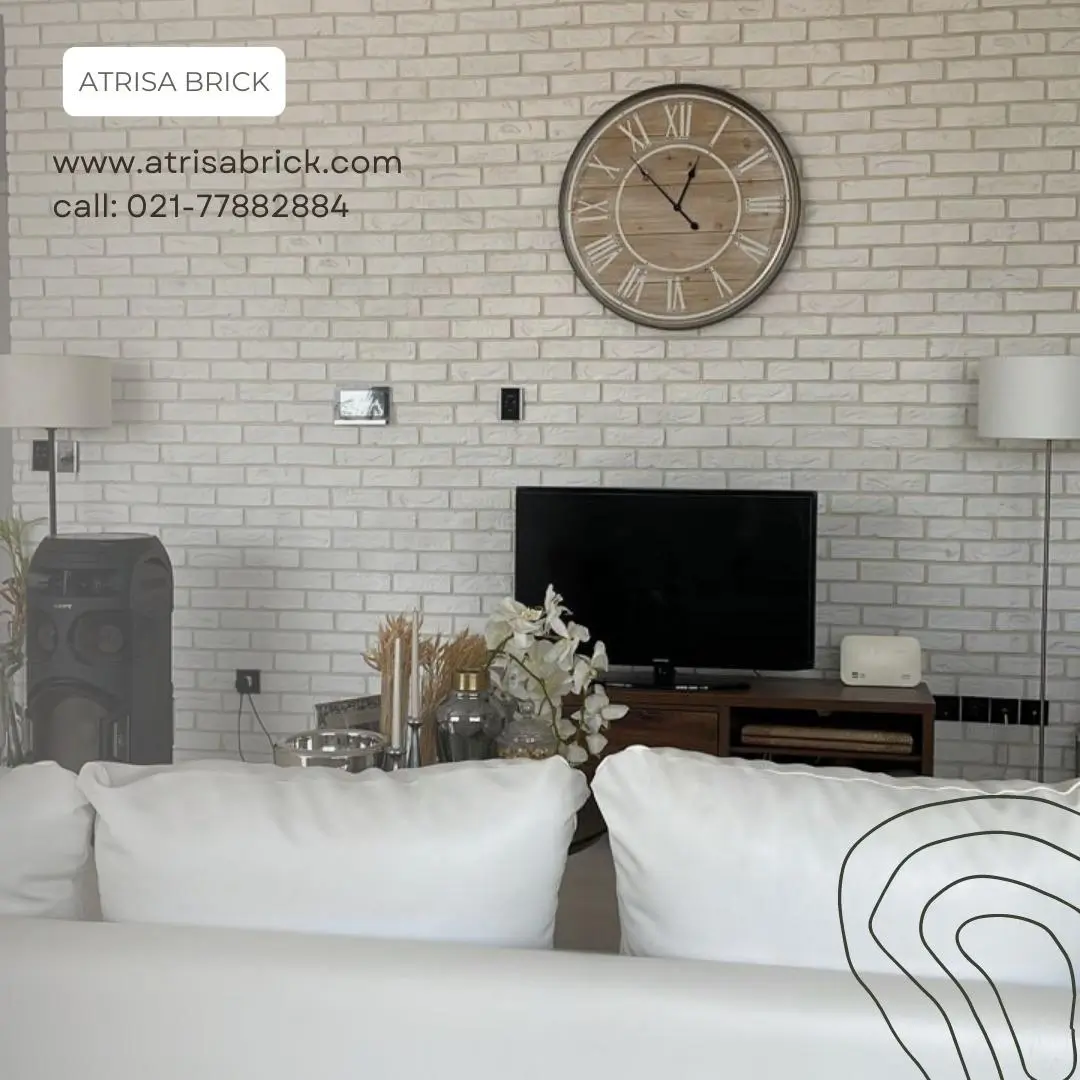 آجر سفید برای دیوار پشت تلویزیون